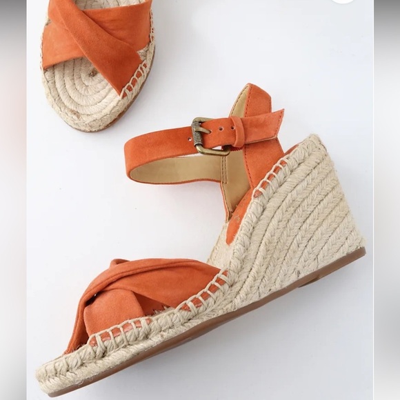 Splendid Fairfax Coral Soft Suede Leather Espadrille Wedge Heel - Picture 1 of 10